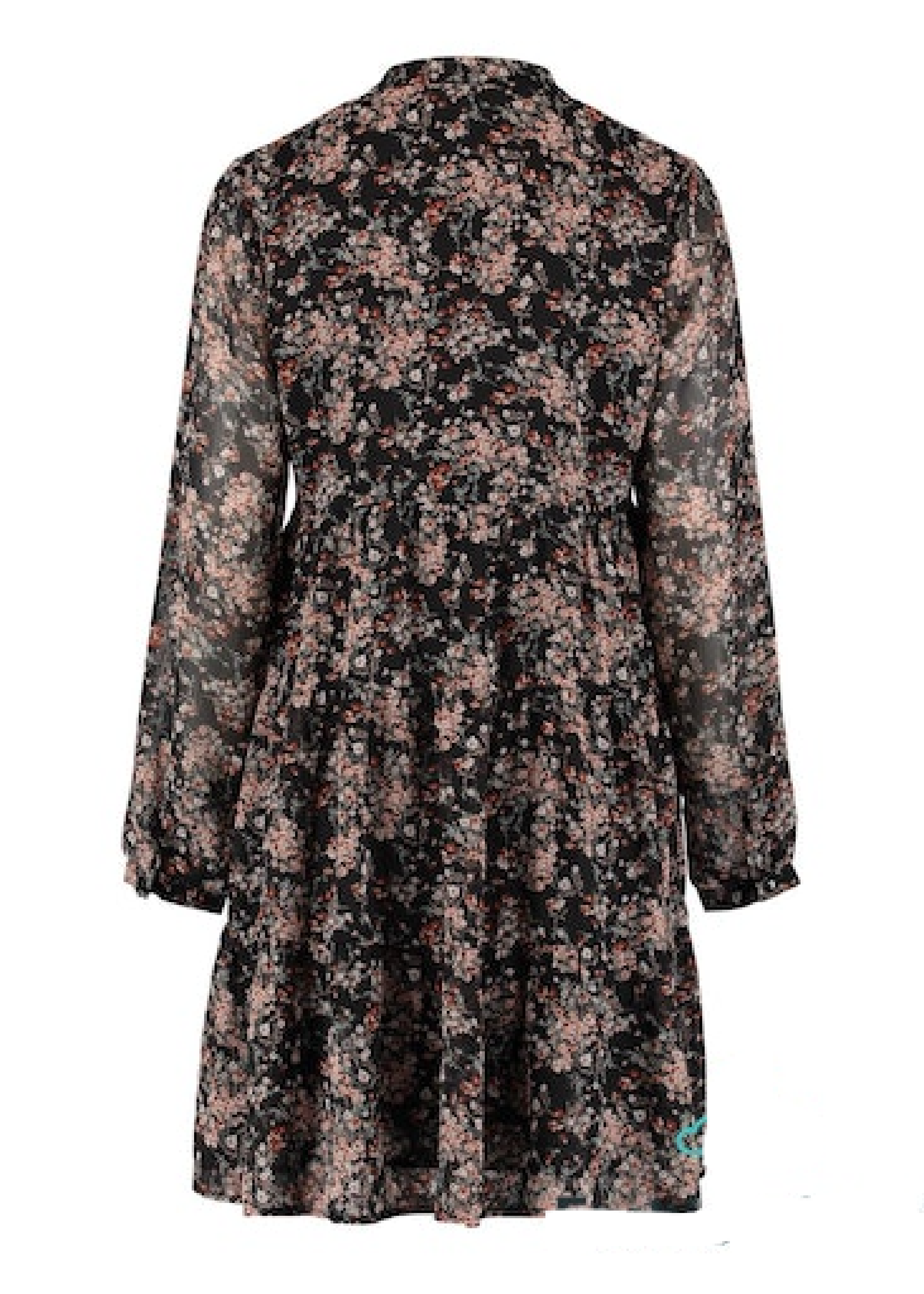 Madid Black Semi Sheer Layer Smock Dress