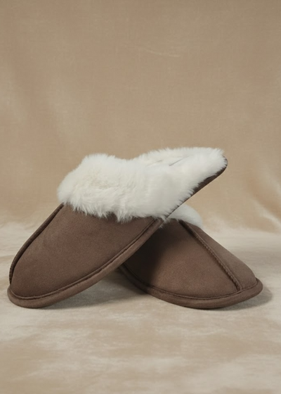 Vicky Taupe Memory Foam Slippers