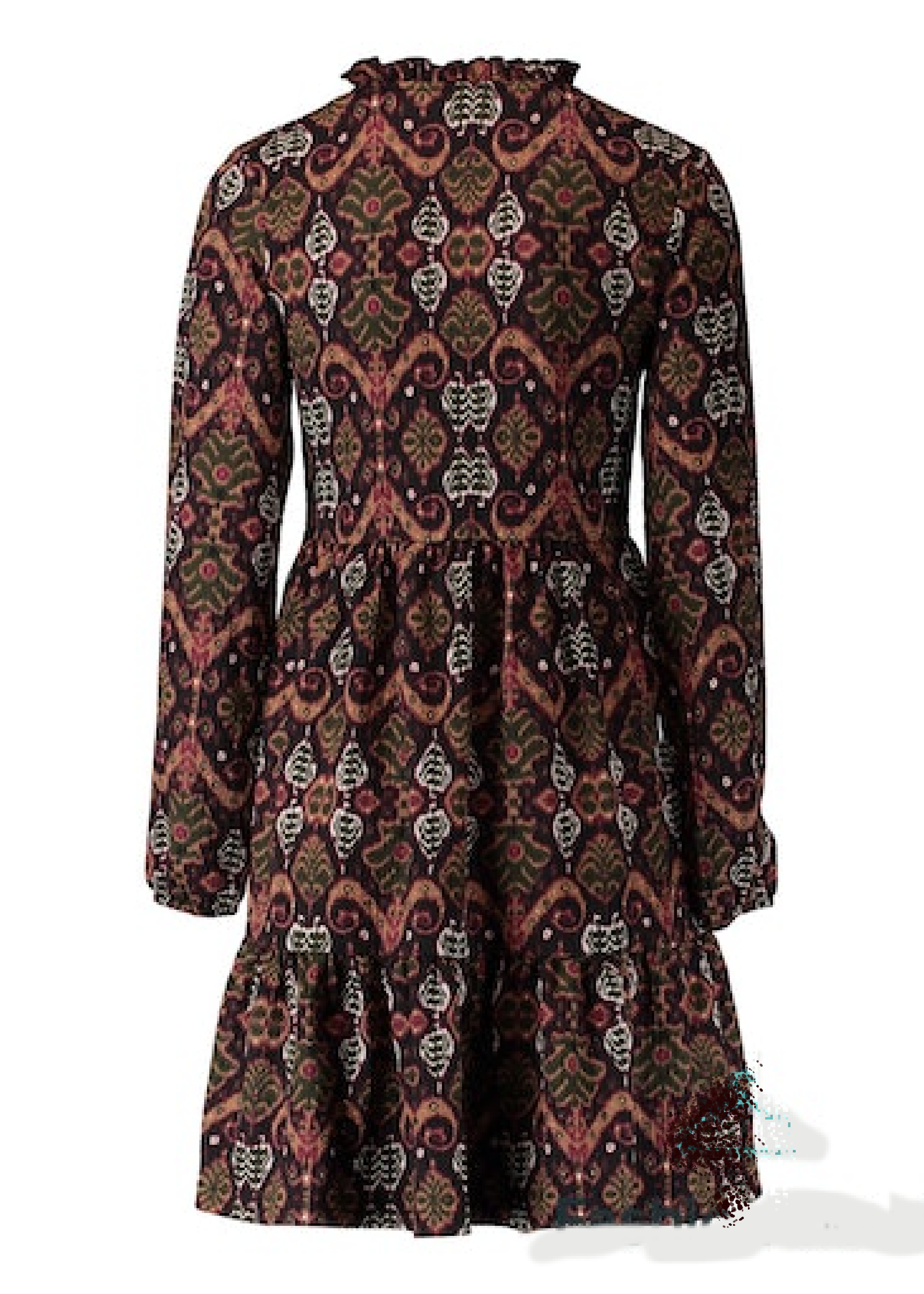 Alba Black Ethnic Motifs Smock Dress