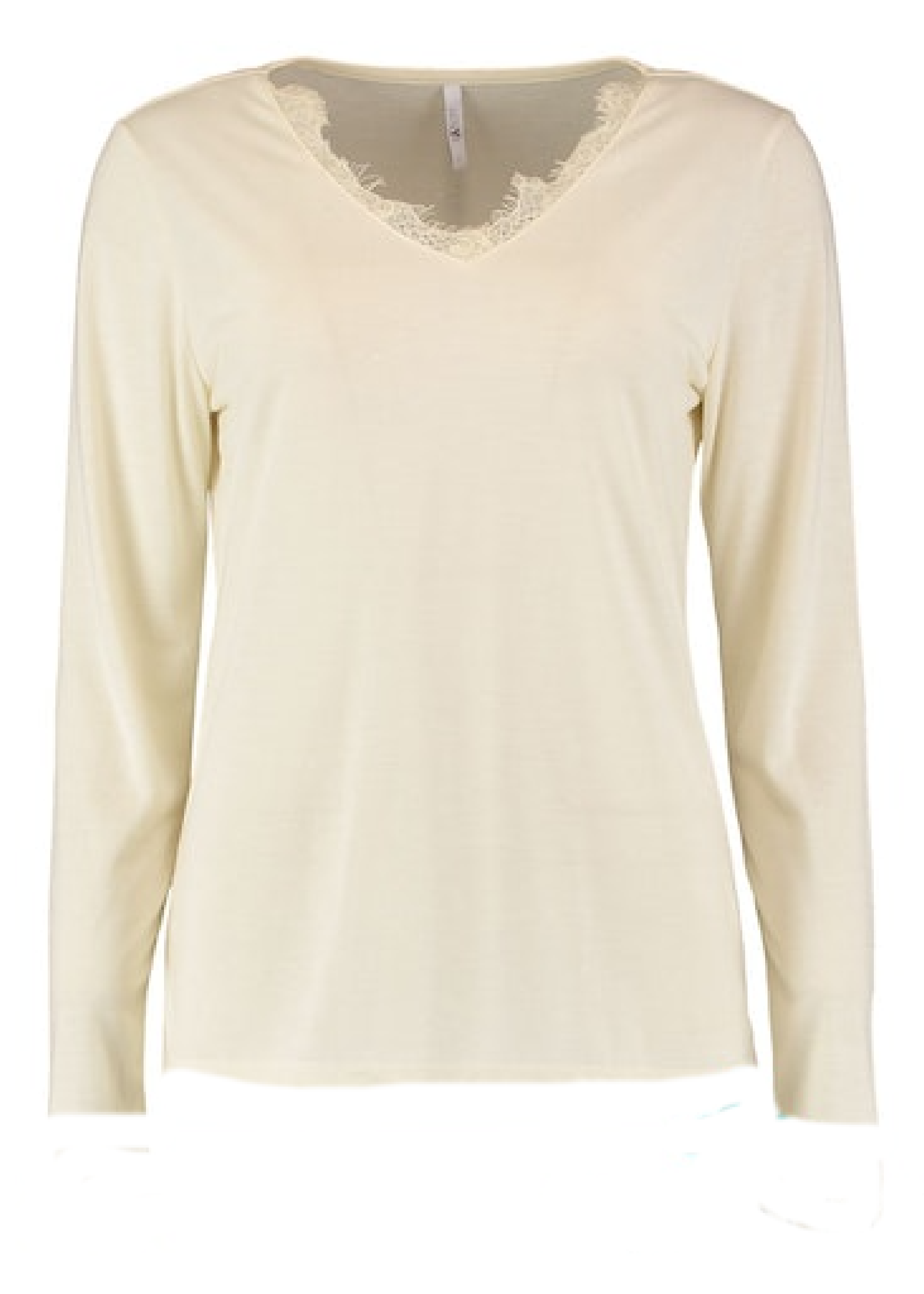 Leni Offwhite Lace Trim Neck  Top