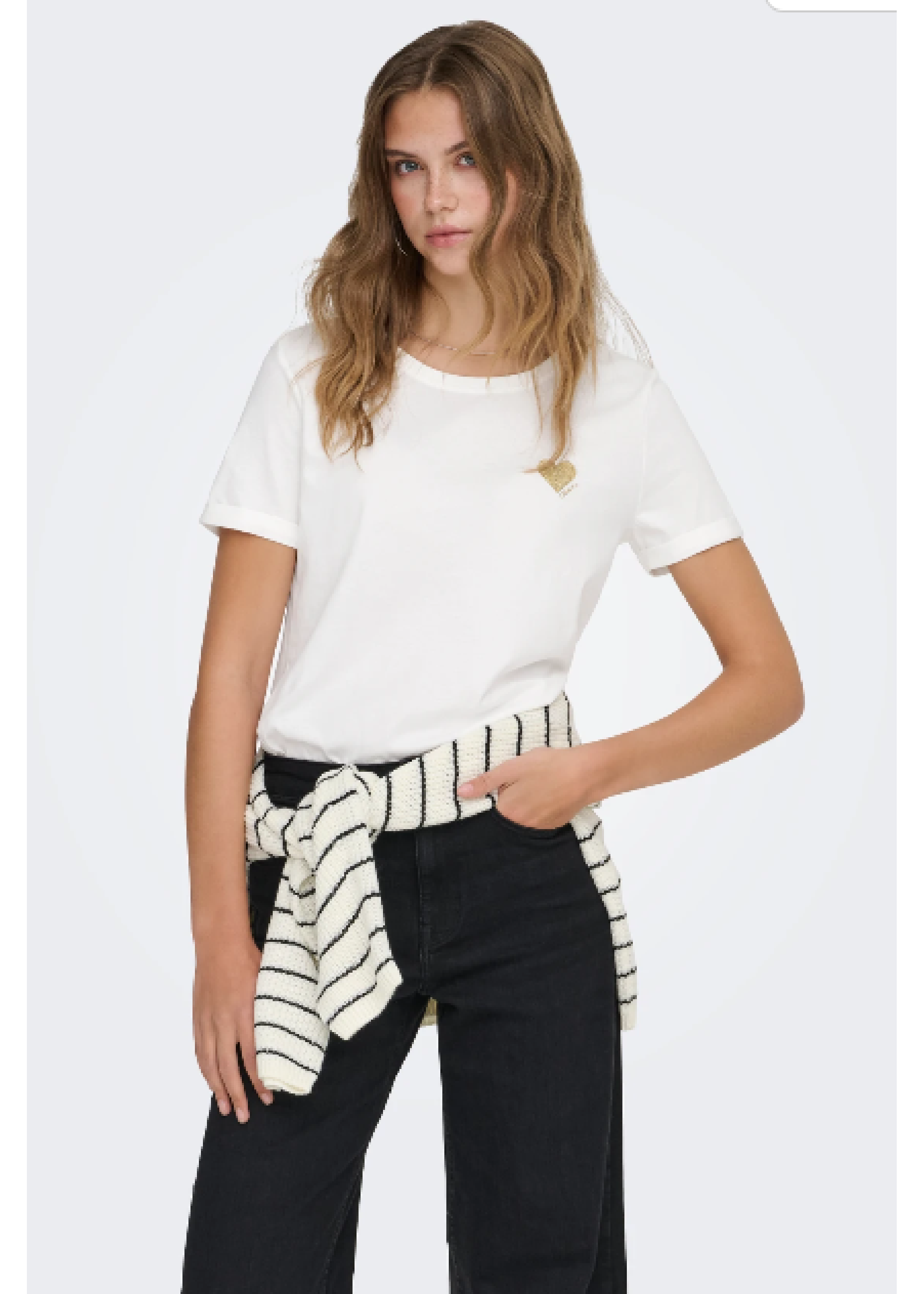 Kita White Glitter Heart T-Shirt