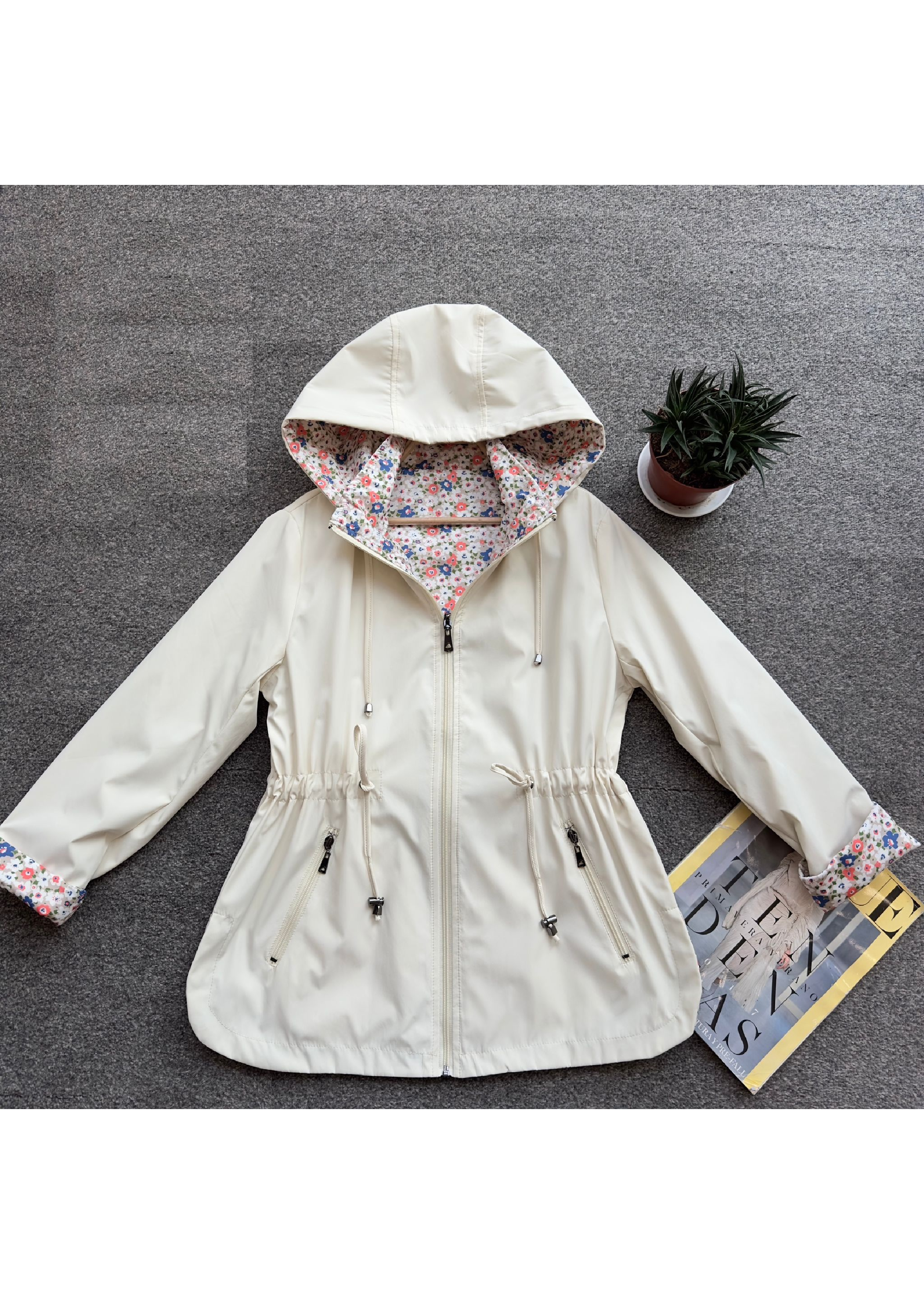 Dolores Beige Reversible Rain Jacket
