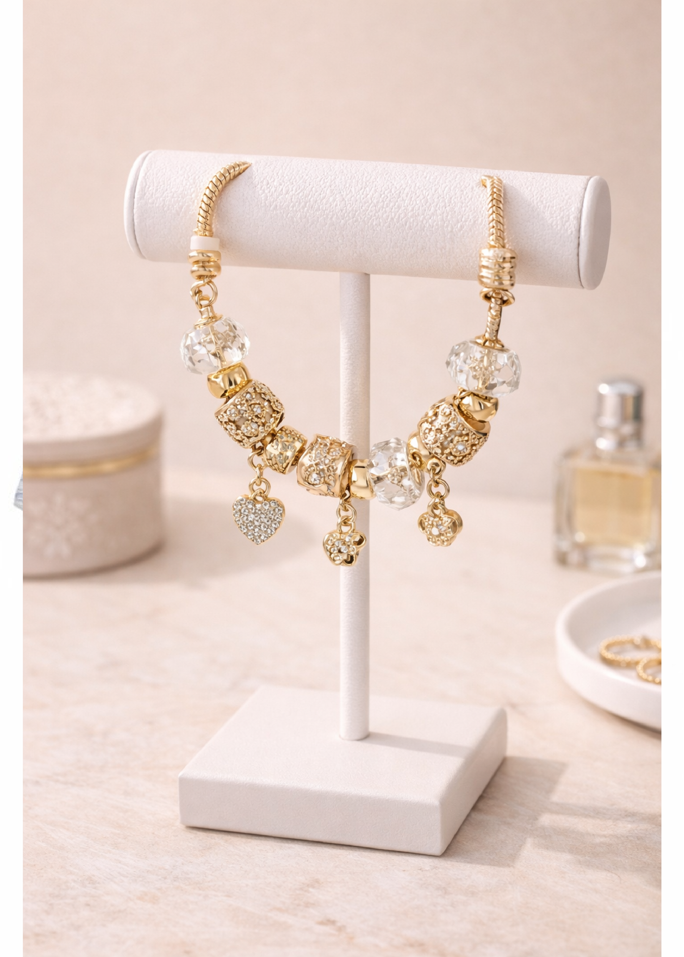 Bruna Gold Heart Charm Bracelet