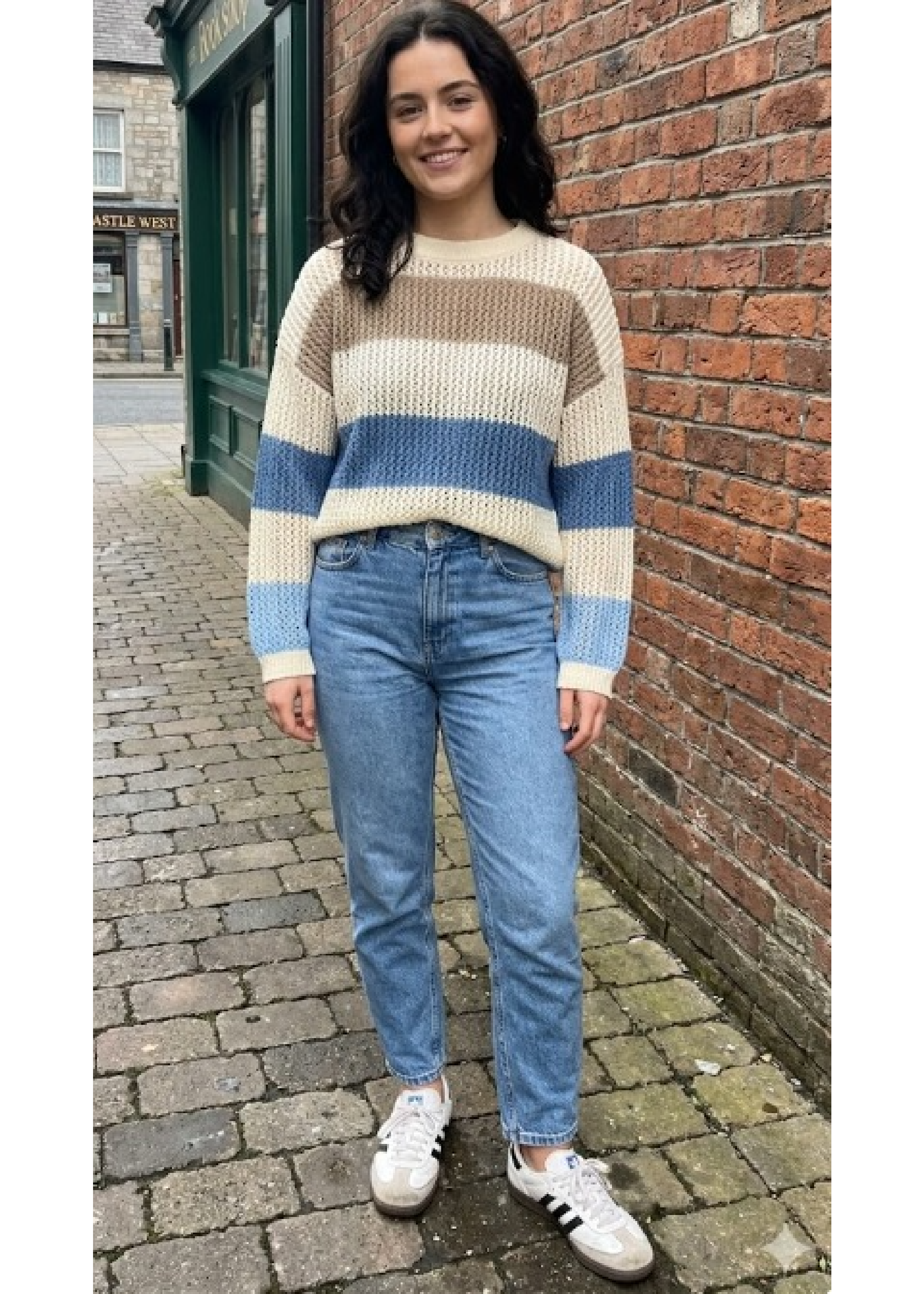 Blakely Beige Wide Stripes Jumper