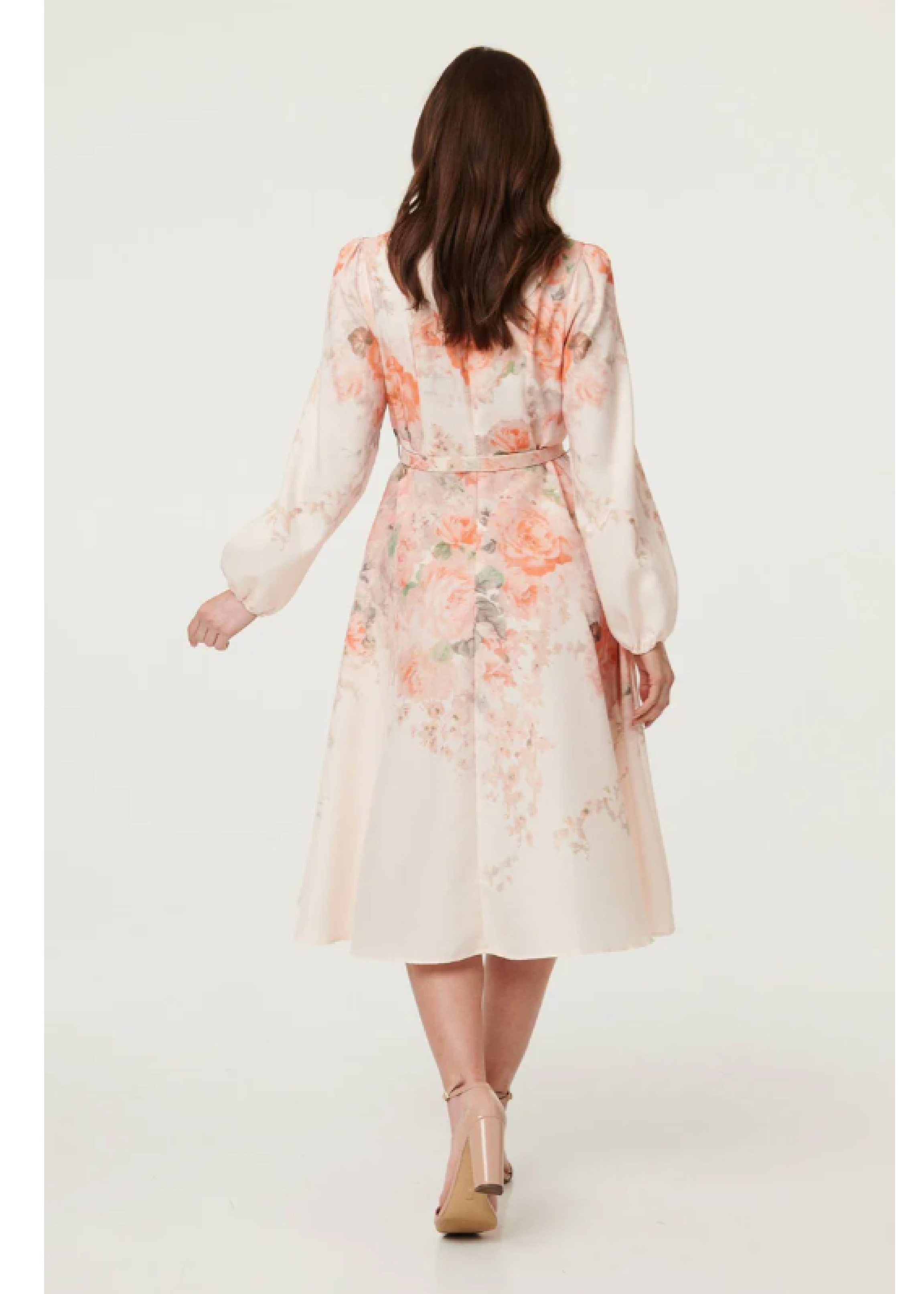 Dalida Pink Floral Midi Dress