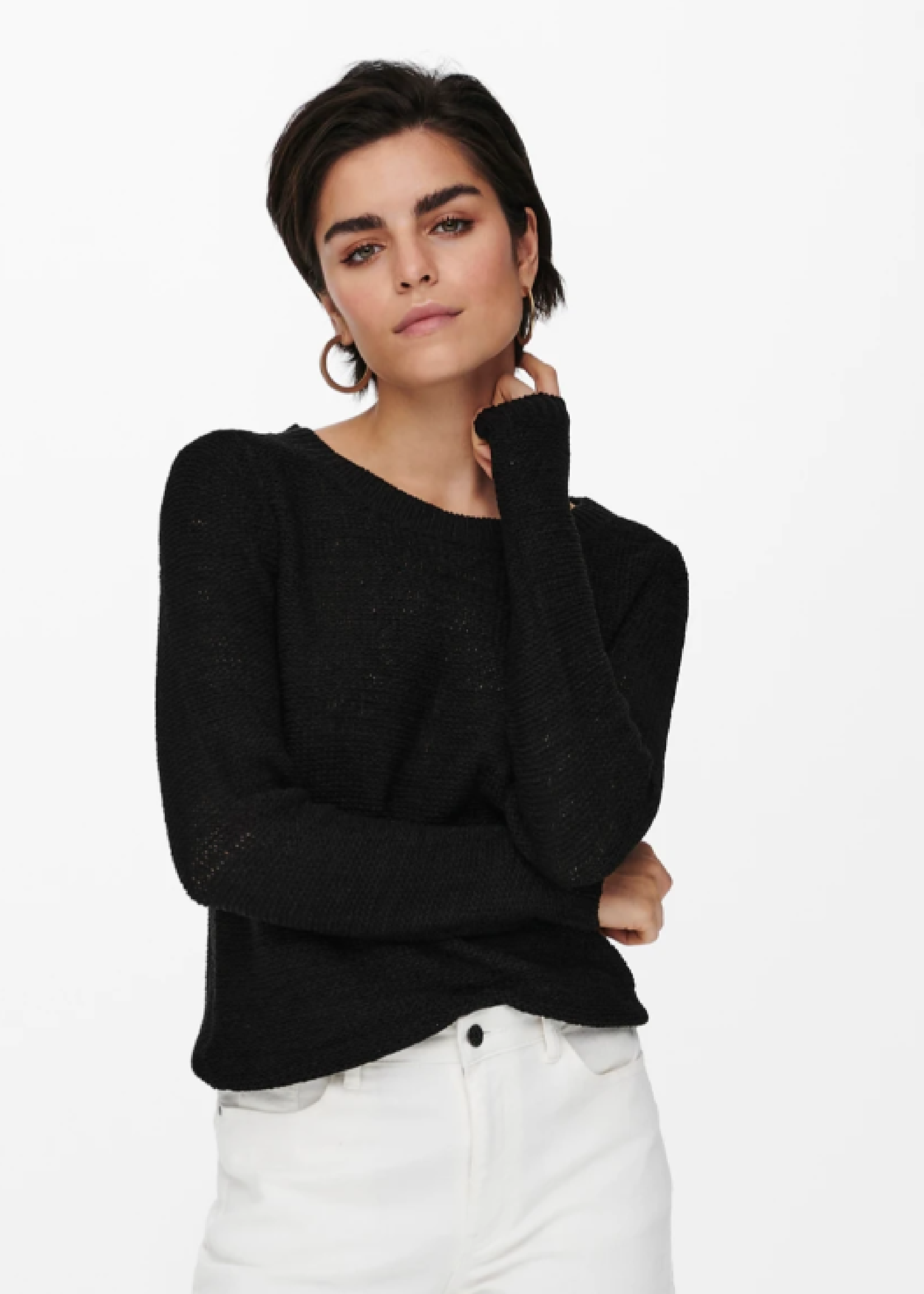 Geena Black Textured Pullover