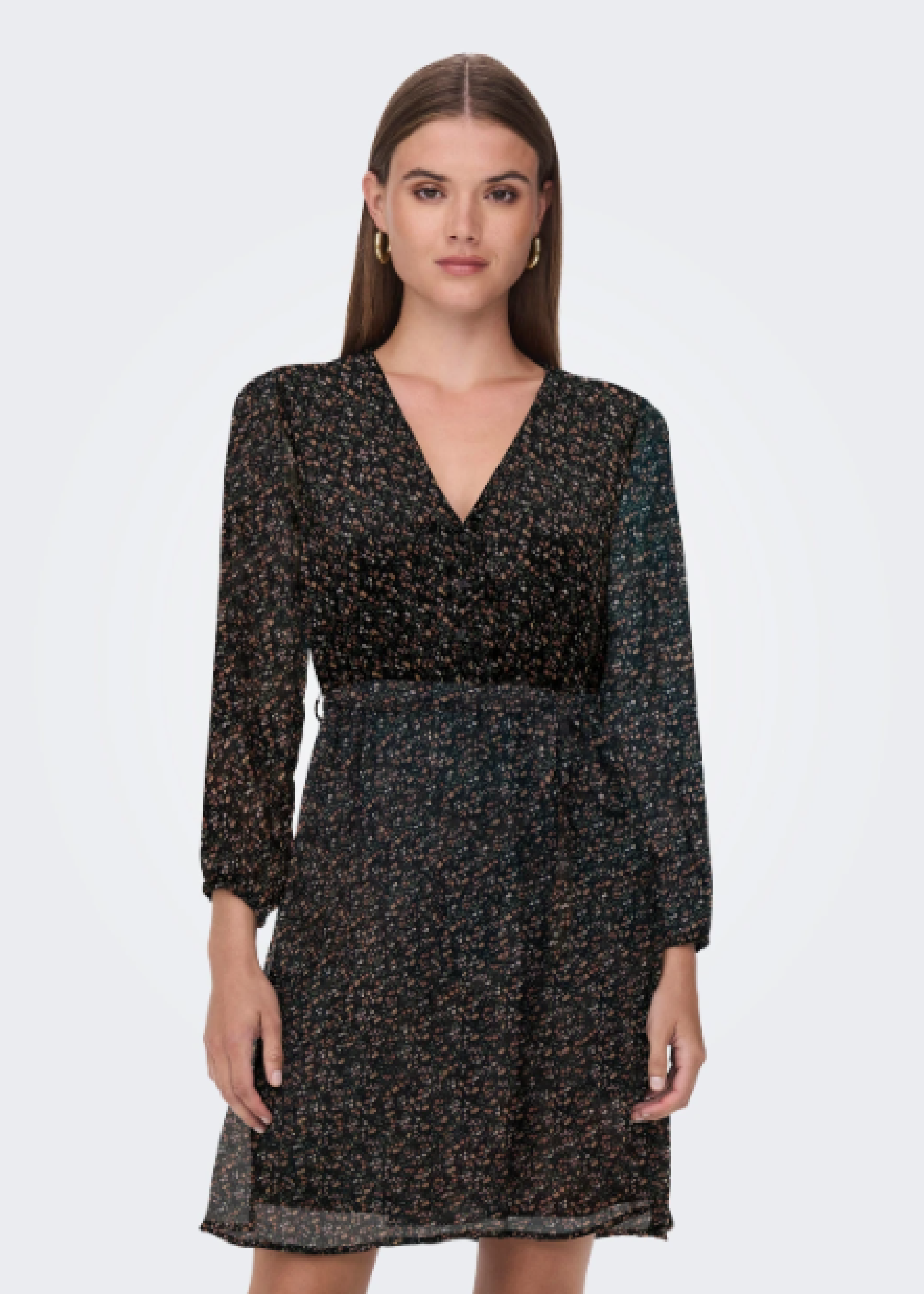 Cera Black Ditsy Print Mini Dress