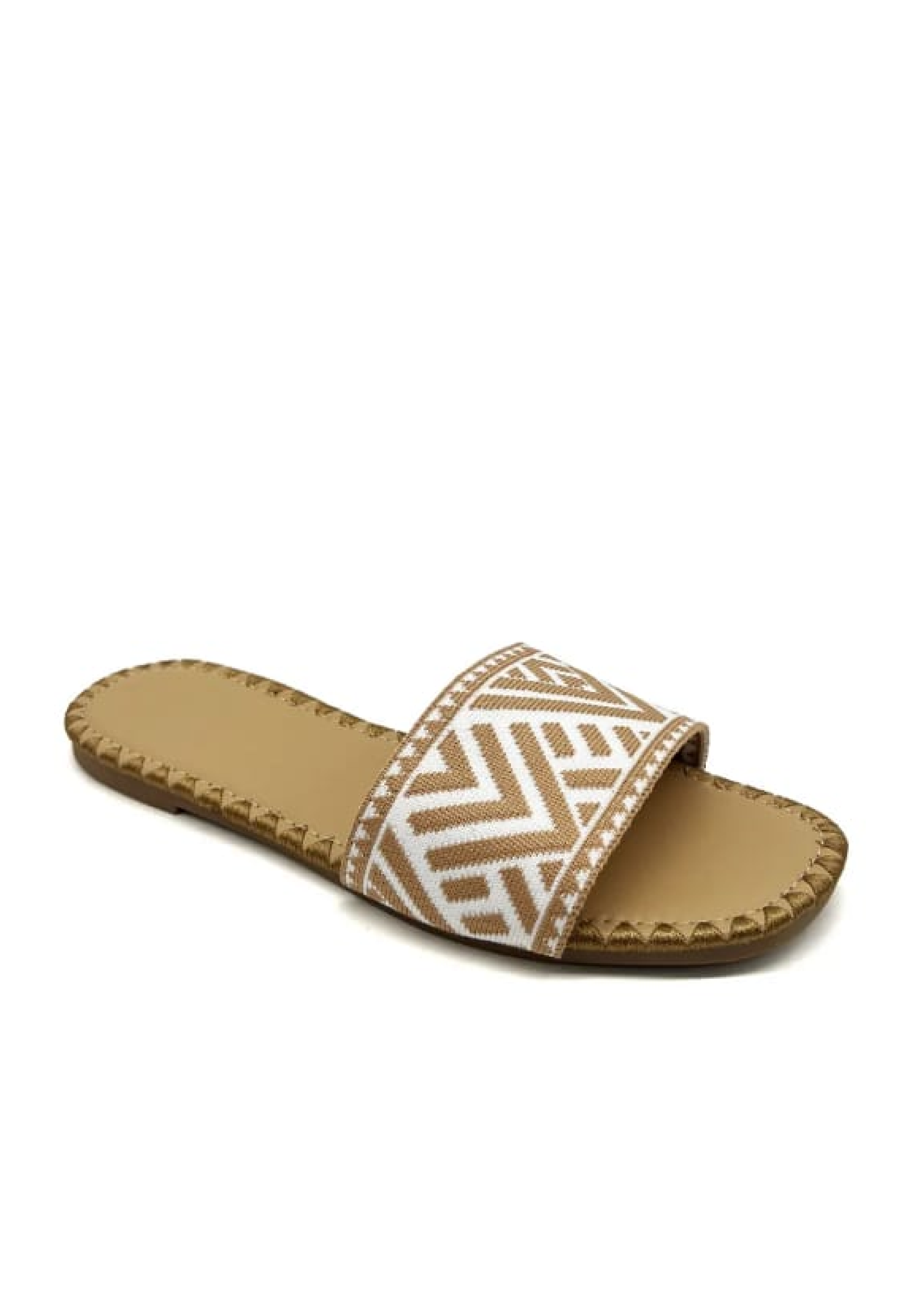 Helena Beige Embroidered Sliders