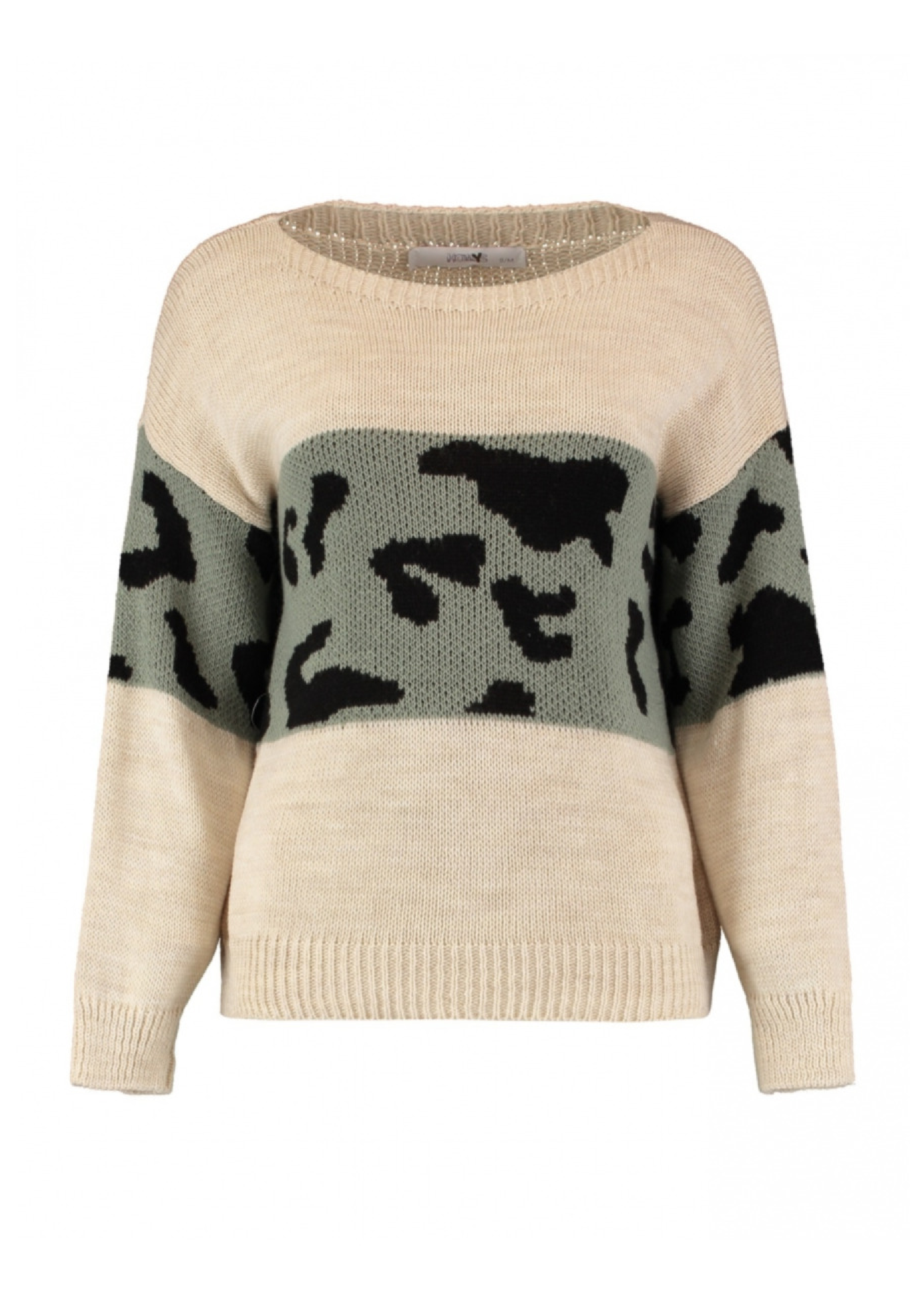 Sia Khaki Leo Panel Sweater