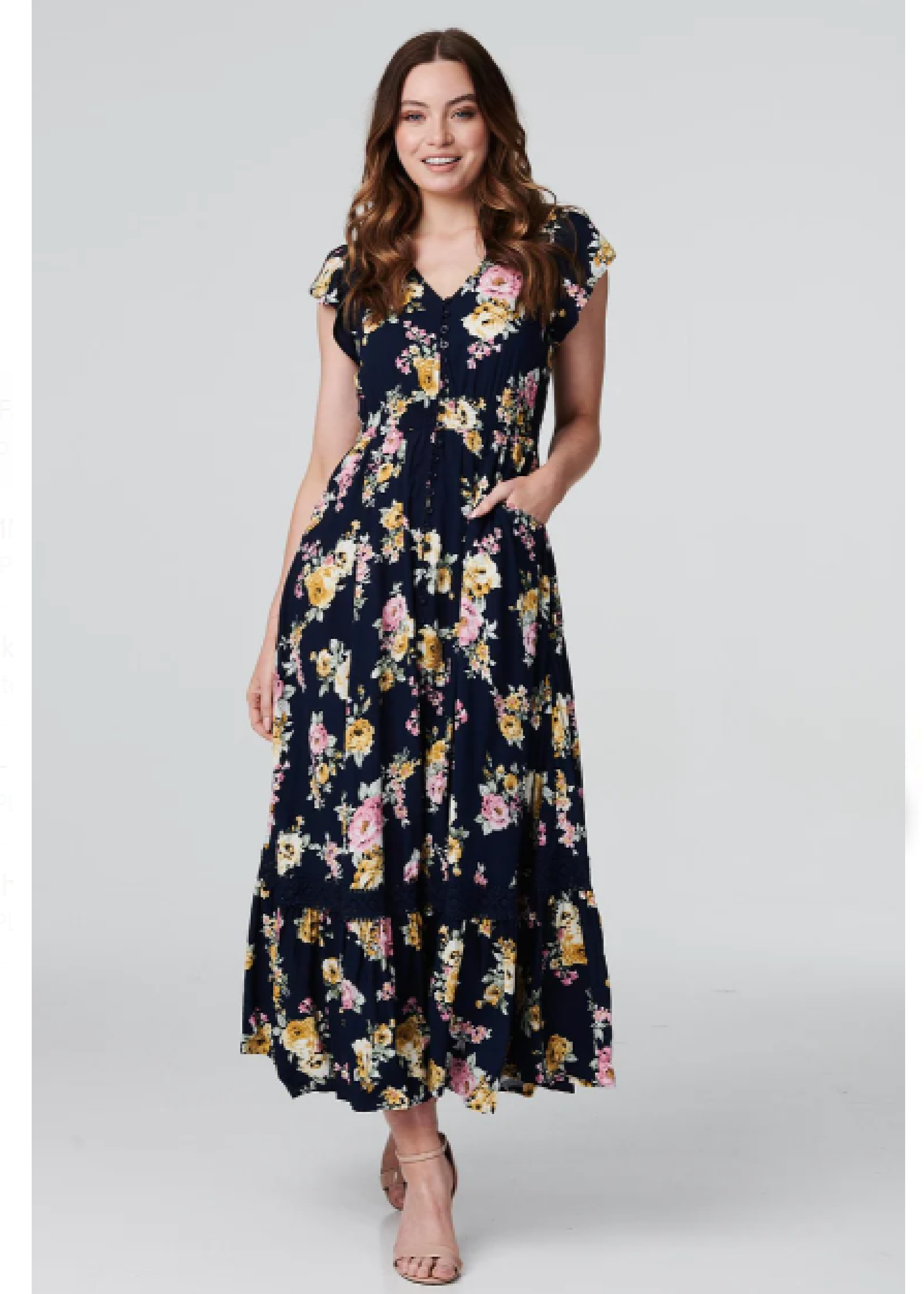 Yolanta Navy Floral Boho Maxi Dress