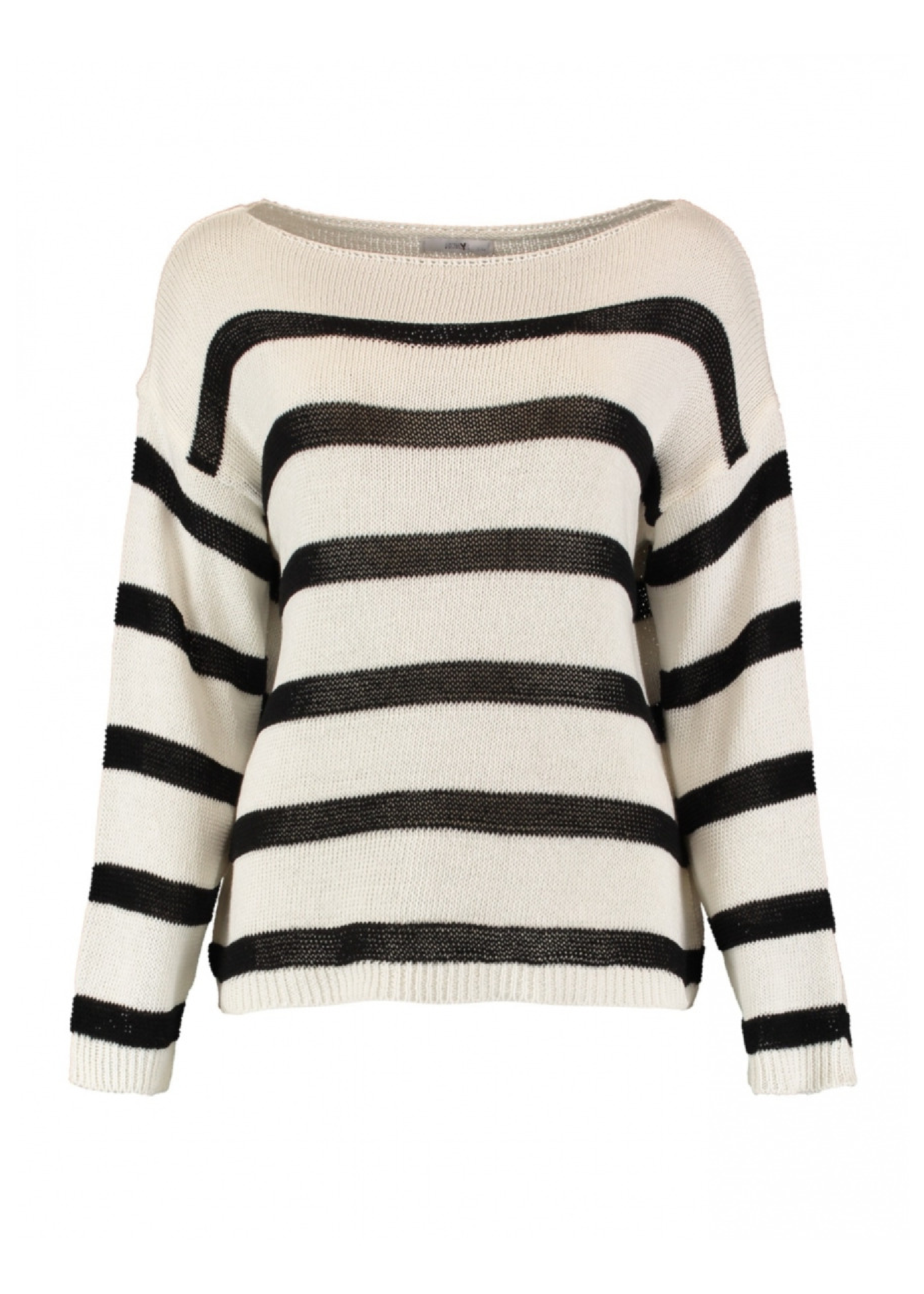 Rela Black Stripe White Sweater