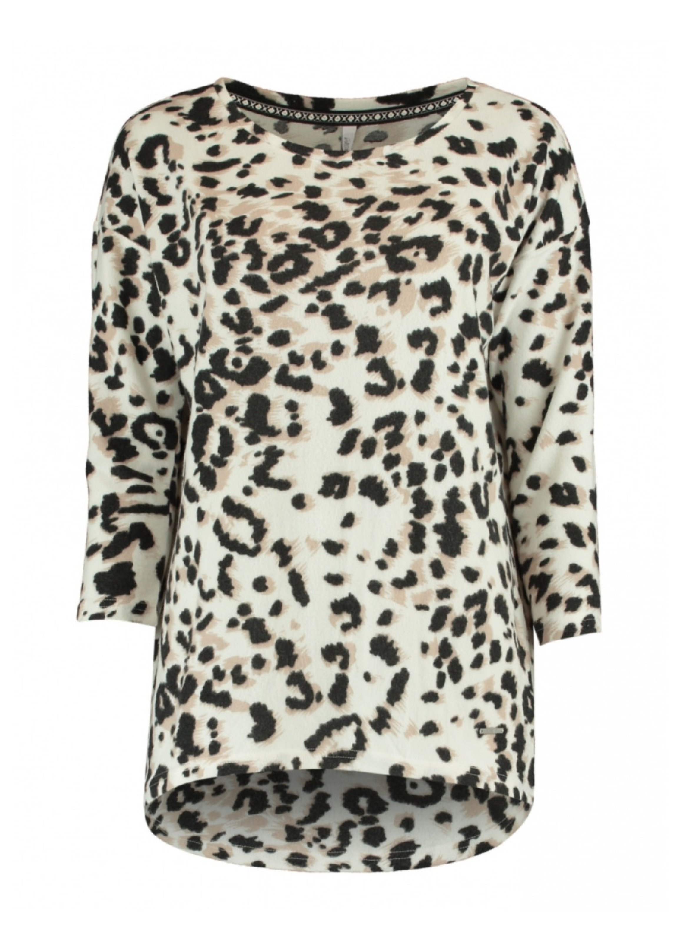 Mia Offwhite Leo Print Knit Top