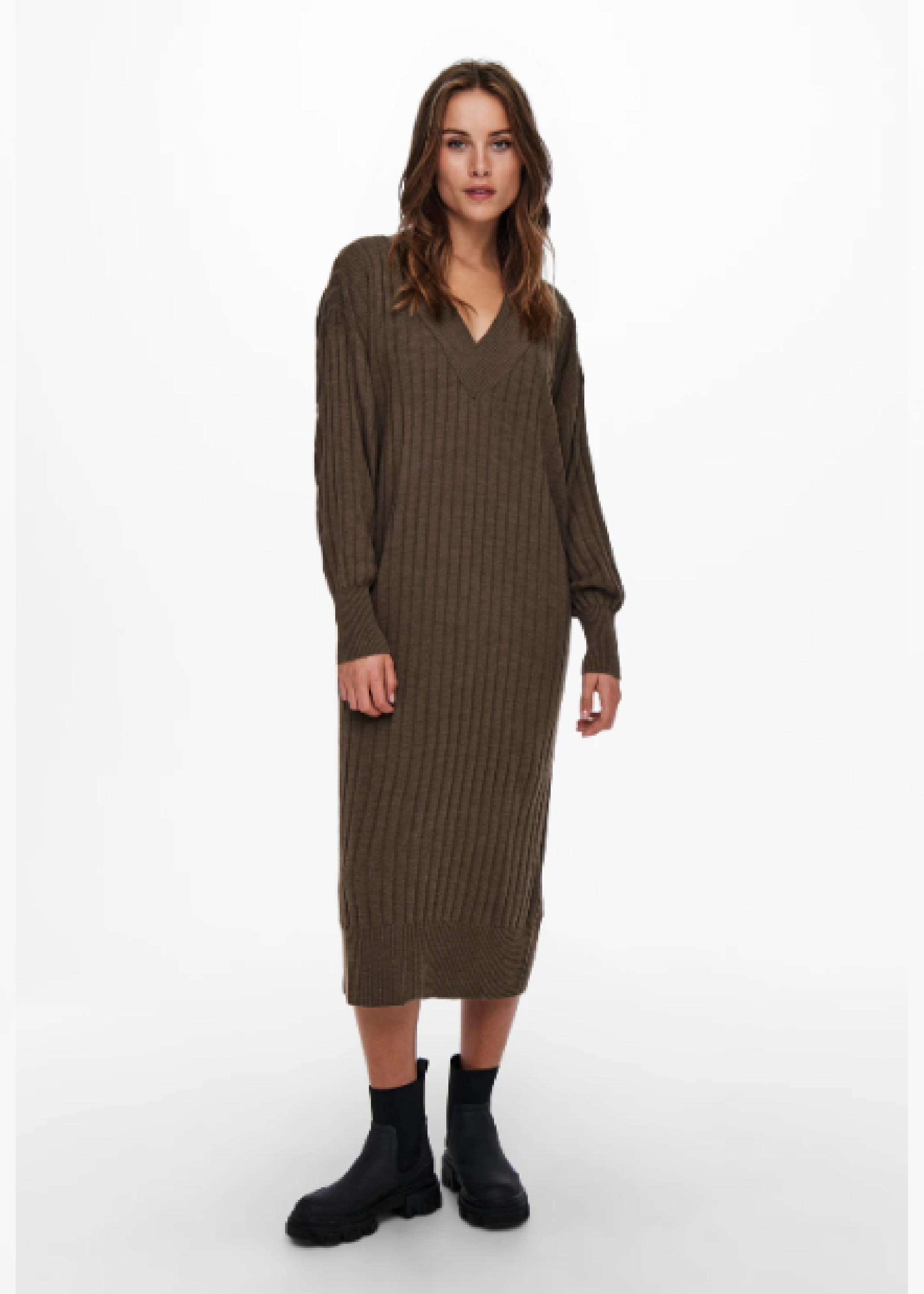 New Tessa Chestnut Brown Knitted Midi Dress