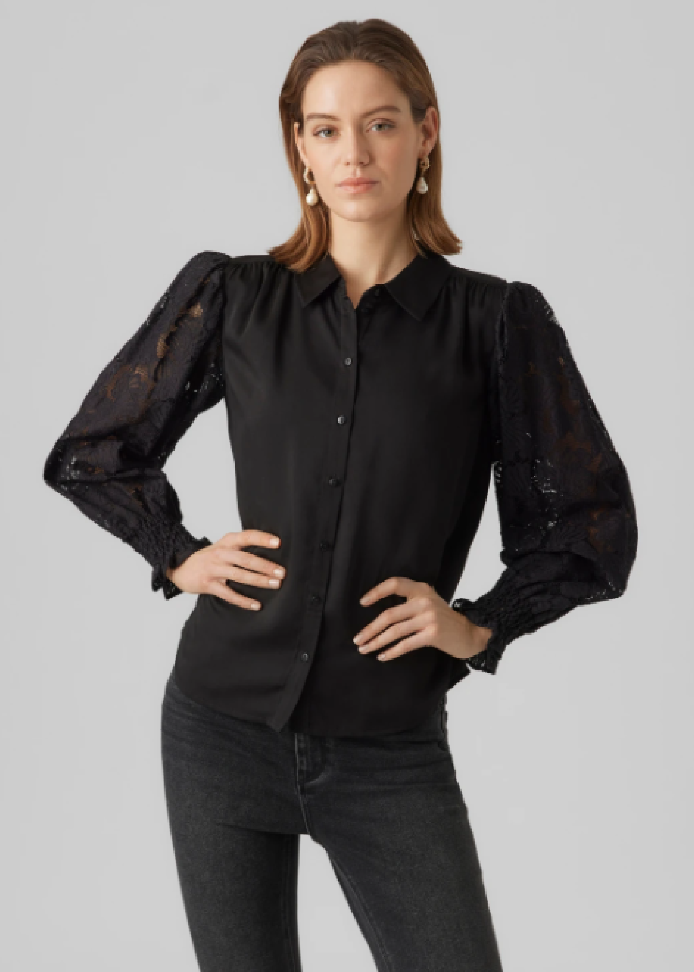 Cabena Black Lace Sleeve Shirt