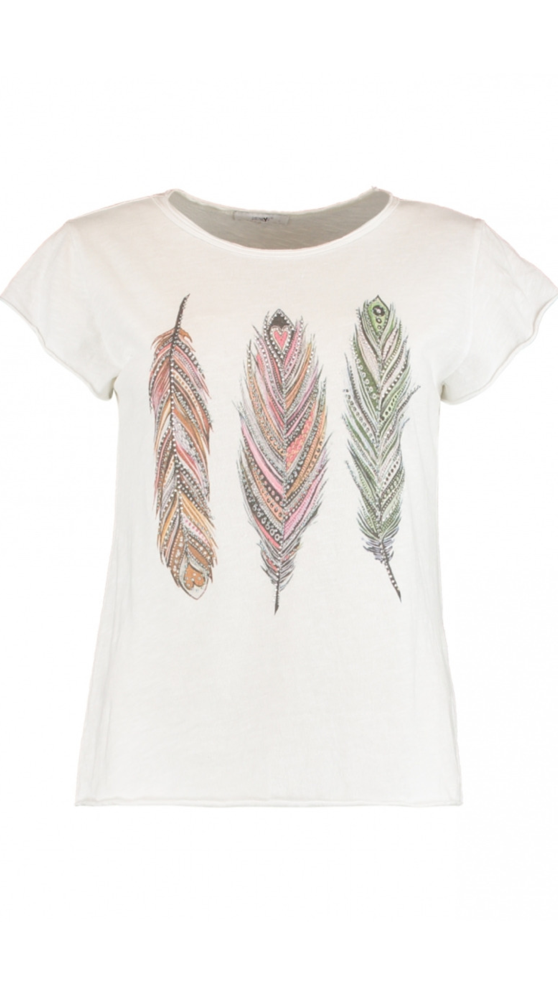 Svenja White Feather Print T-Shirt