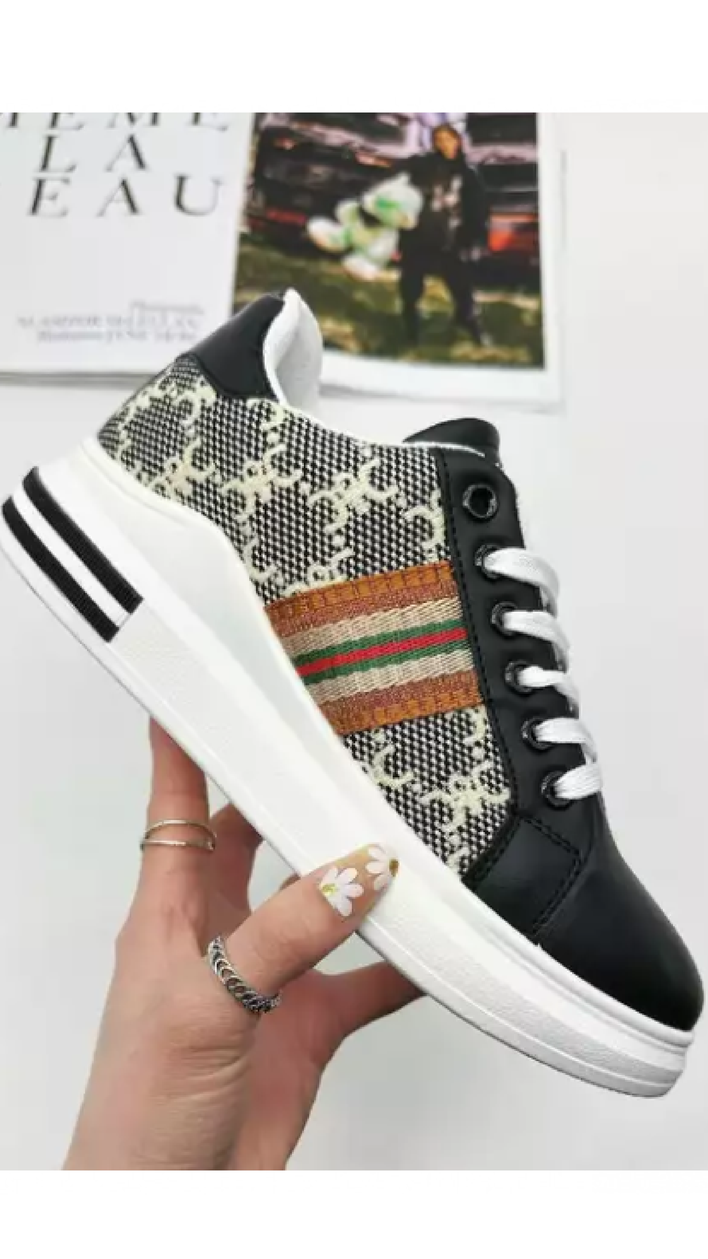 Marisse Black Side Stripe Trainers