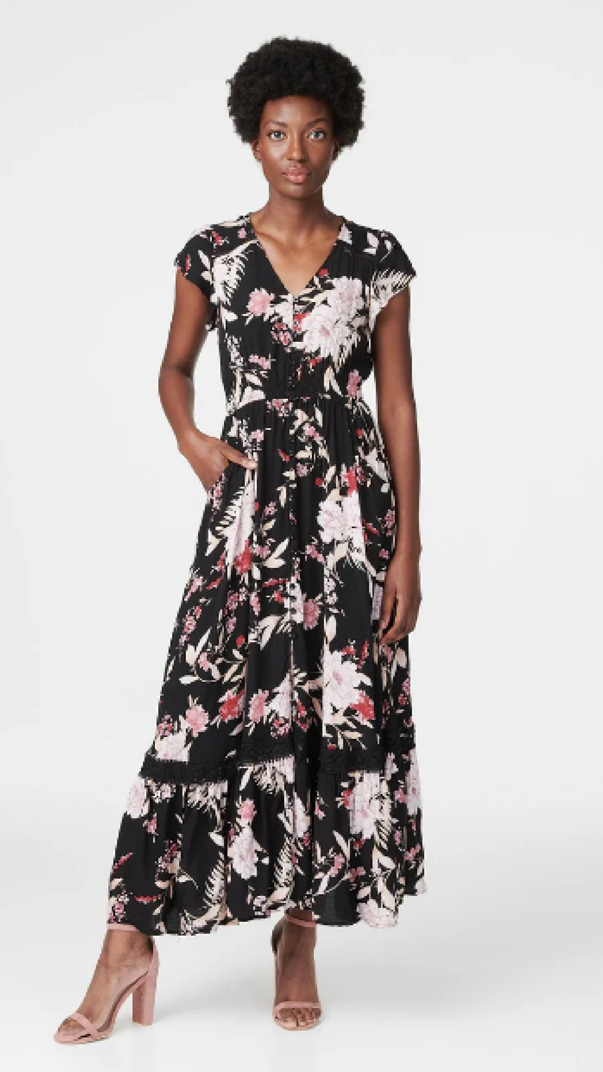 Marykate Black Floral Maxi Dress