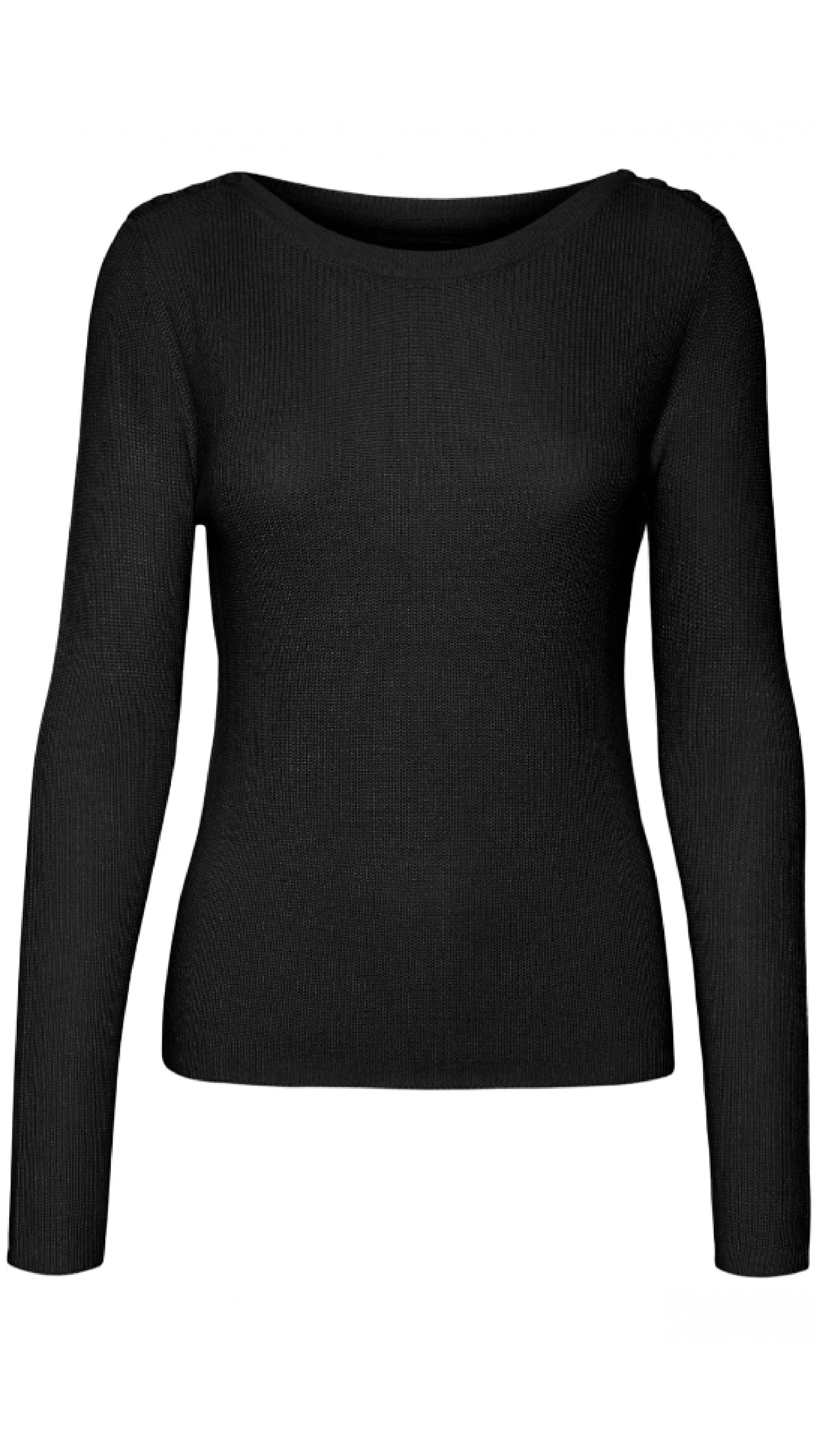 Newlexsun Black Boat Neck Pullover