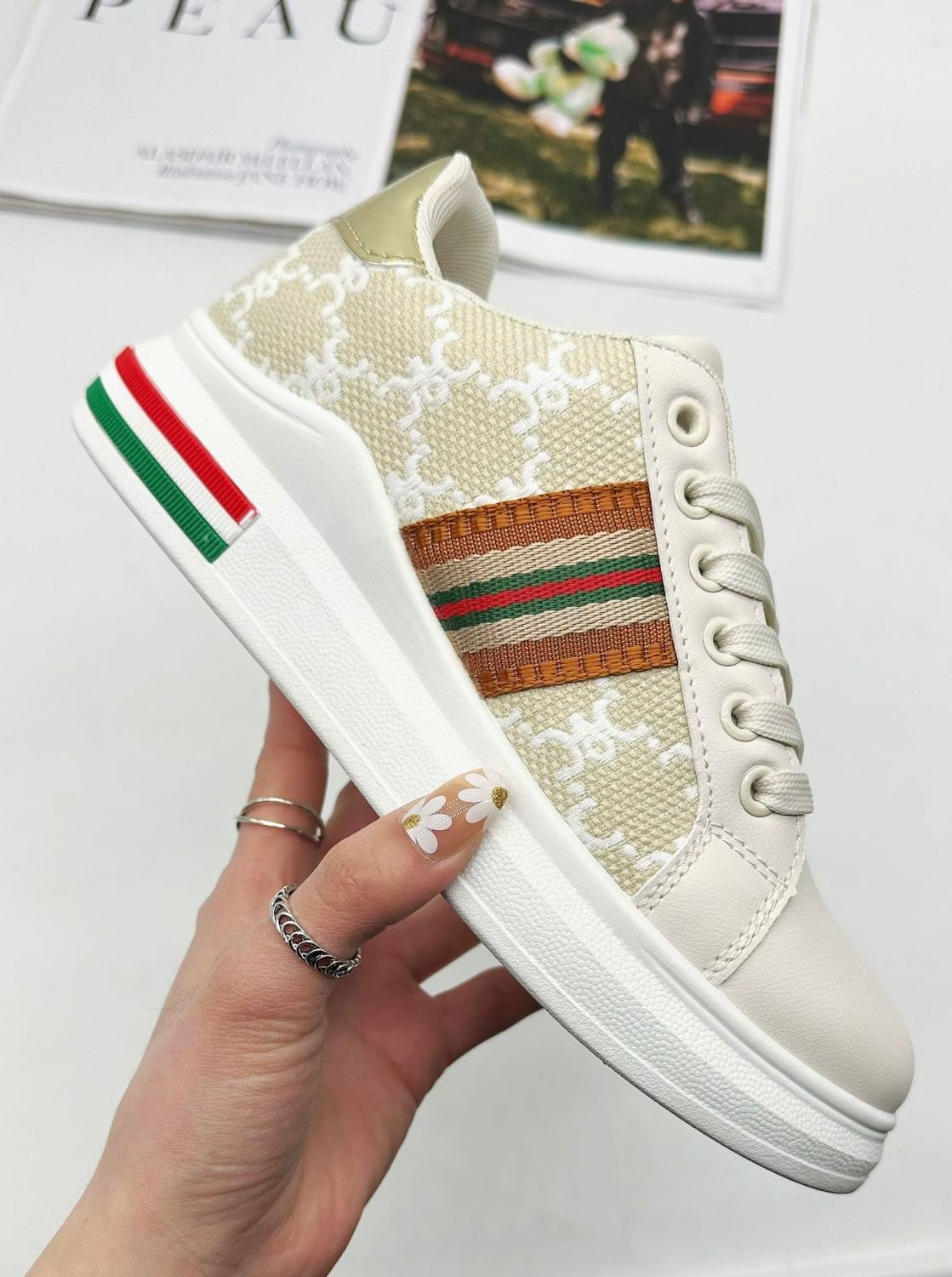 Marisse White Side Stripe Trainers