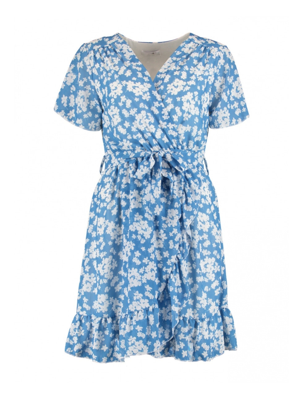Sophie Summer Blue Floral Wrap Dress