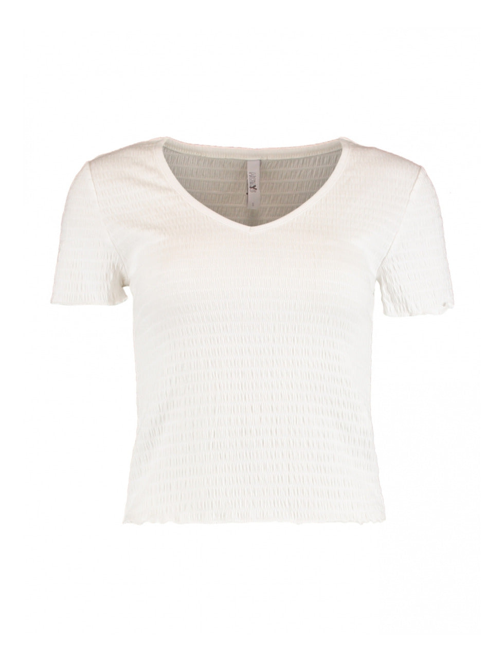 Marta White Shirred T-Shirt