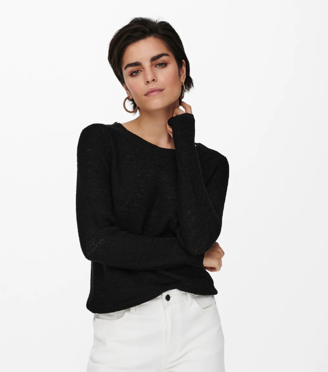 Geena Black Textured Pullover