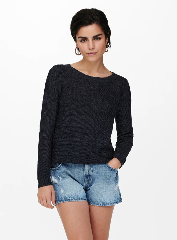 Geena Navy Textured Pullover