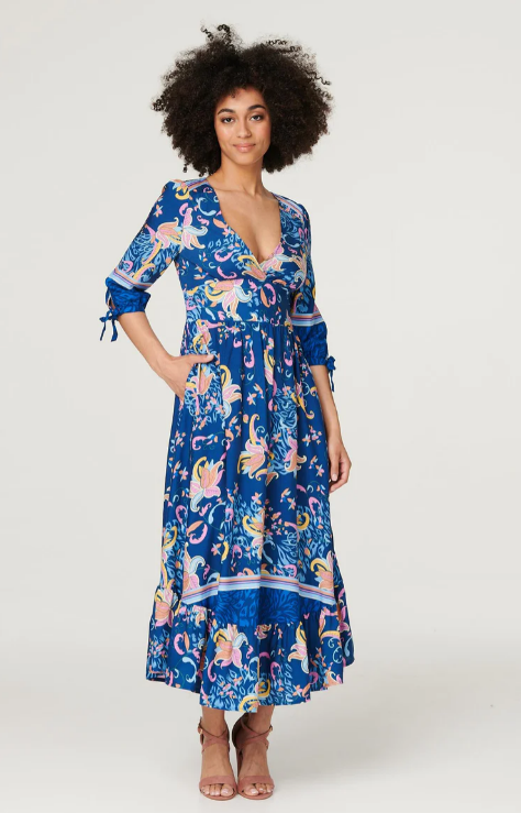 Emery Blue Floral Print Maxi Dress