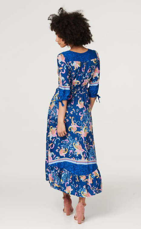 Emery Blue Floral Print Maxi Dress