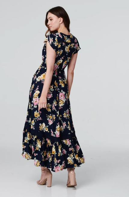 Yolanta Navy Floral Boho Maxi Dress