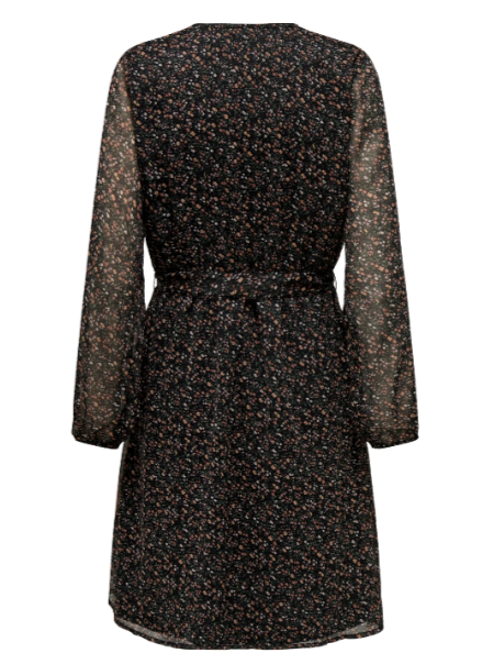 Cera Black Ditsy Print Mini Dress