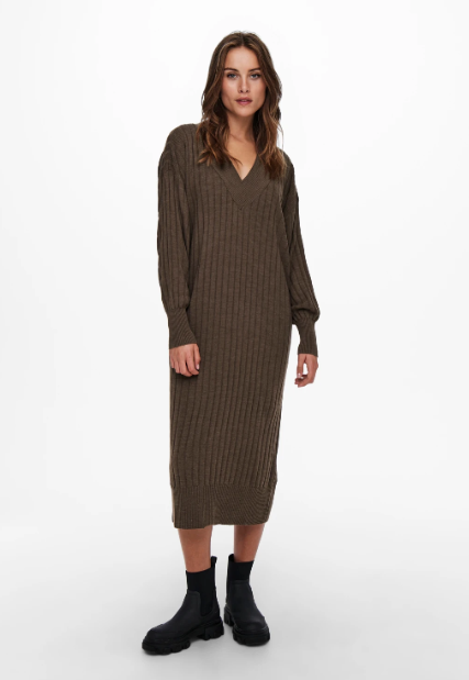 New Tessa Chestnut Brown Knitted Midi Dress