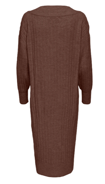 New Tessa Chestnut Brown Knitted Midi Dress