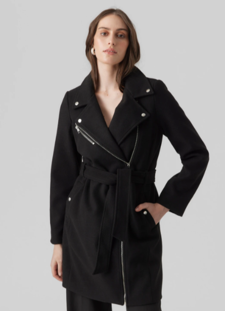 Pop Black Biker Coat