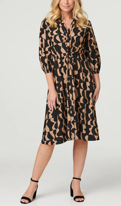 Fianna Black Drawstring Shirt Dress