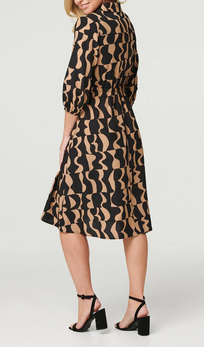 Fianna Black Drawstring Shirt Dress