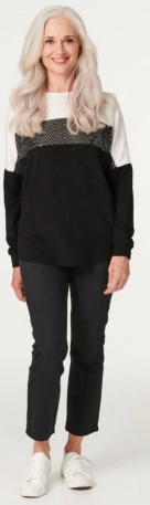 Mona Black Glitter Detail Top