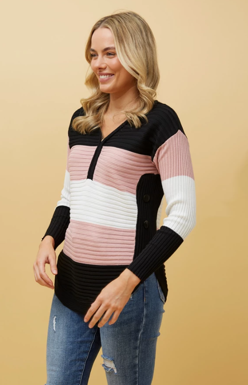 Maril Pink Colour Block Jumper