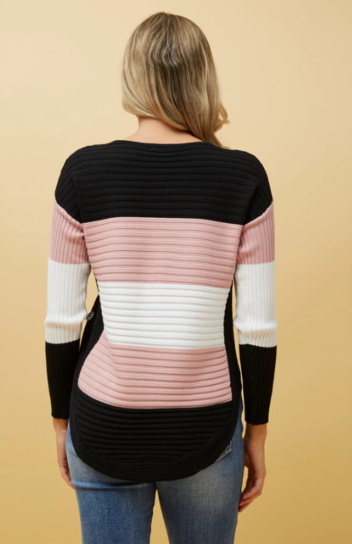 Maril Pink Colour Block Jumper