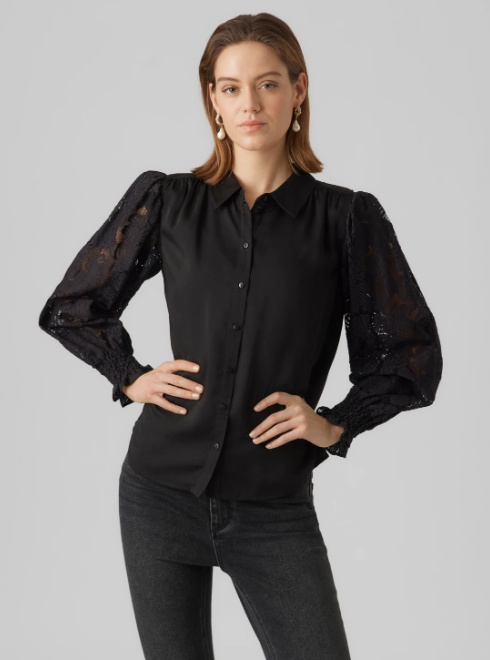 Cabena Black Lace Sleeve Shirt