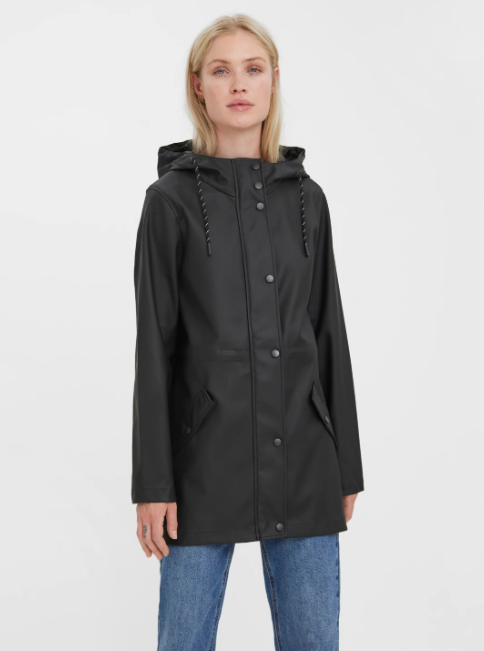 Malou Black Coated Rain Jacket
