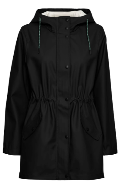 Malou Black Coated Rain Jacket