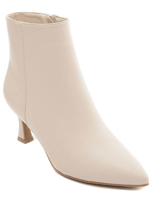 Carly Beige Kitten Heel Ankle Boots