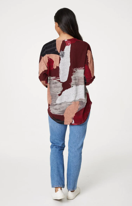Germaine Wine Zip Detail Jumper