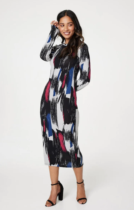 Missy Pink Brushstroke Bodycon Dress