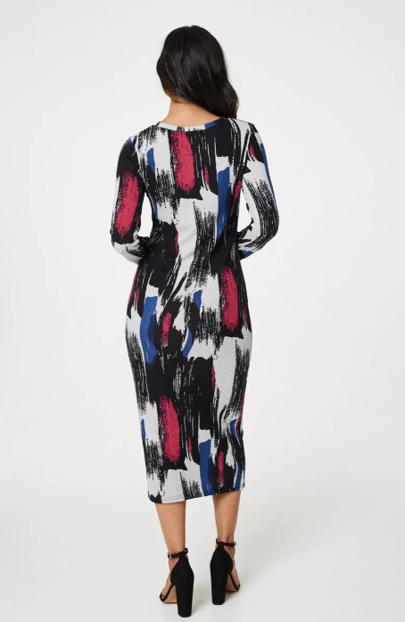 Missy Pink Brushstroke Bodycon Dress