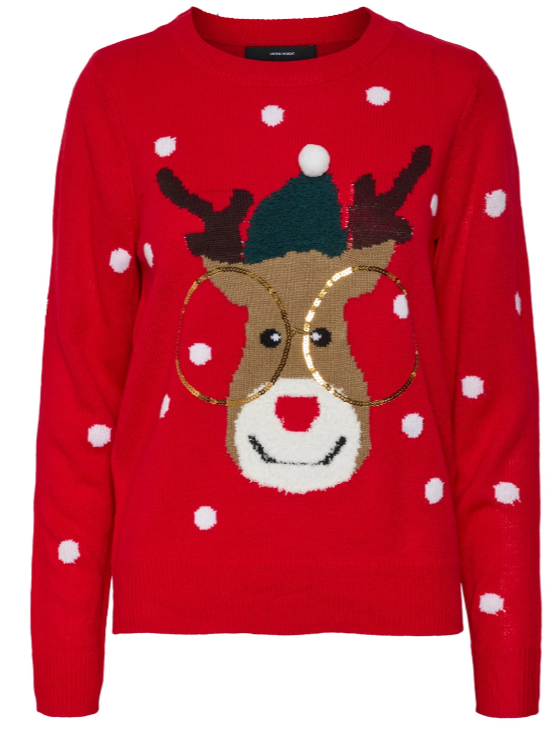 Tinsel Red Rudolph Print Jumper