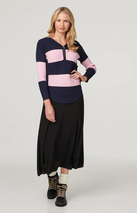 Toni Navy Colour Block Jumper