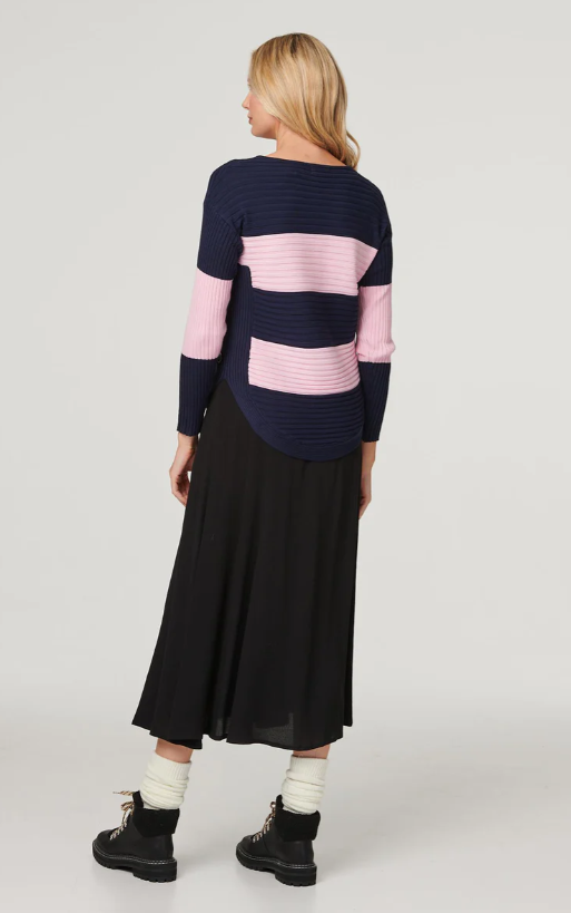 Toni Navy Colour Block Jumper