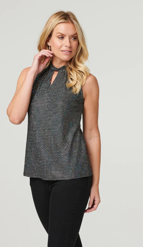 Nigella Black Metallic Party Top